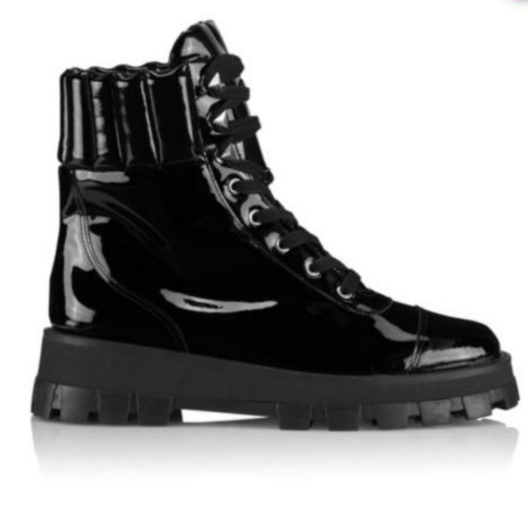 SCHUTZ Black Patent Combat Boots - Picture 3 of 10